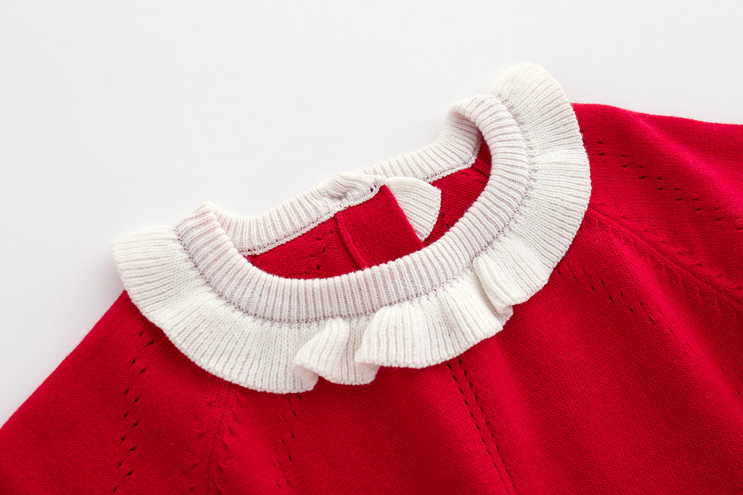 Baby Girl Knit Jumpsuit with Ruffle Collar