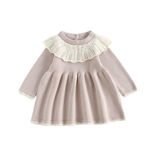 Baby Girl Collared Knit Dress