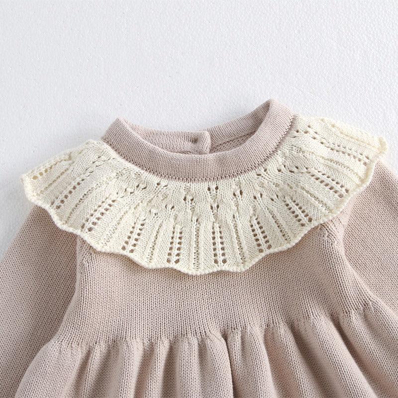 Baby Girl Collared Knit Dress