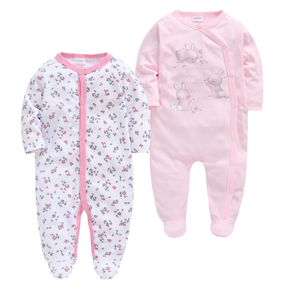 2-Pack Baby Girl Printed Cotton Jumpsuits