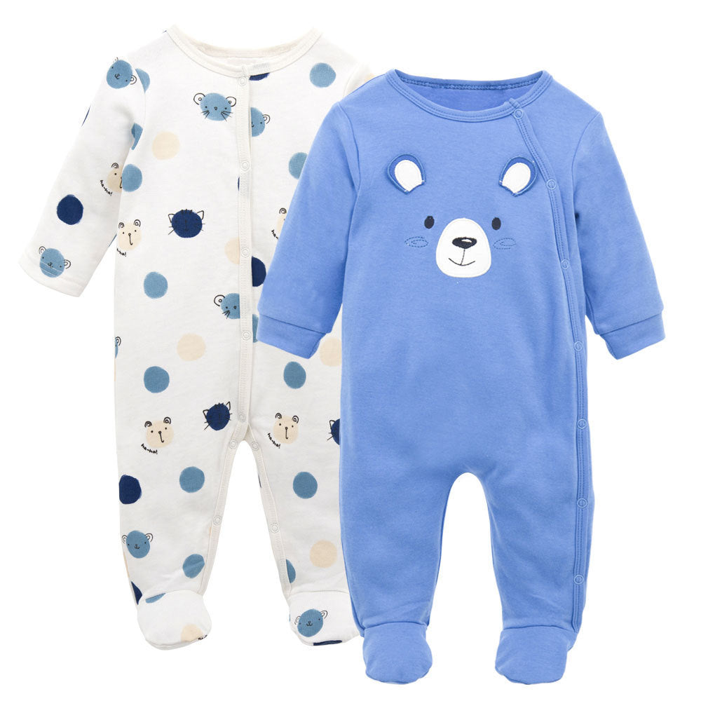 2er-Pack bedruckte Baumwoll-Jumpsuits für Babys (J)