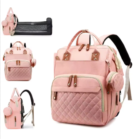 Diaper Bag with Foldable Baby Crib