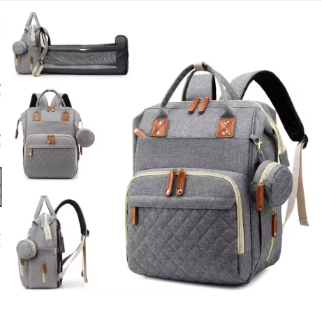 Diaper Bag with Foldable Baby Crib