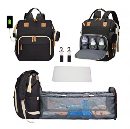 Diaper Bag with Foldable Baby Crib