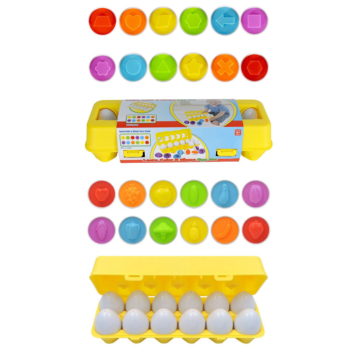 Juego de huevos para combinar colores y formas