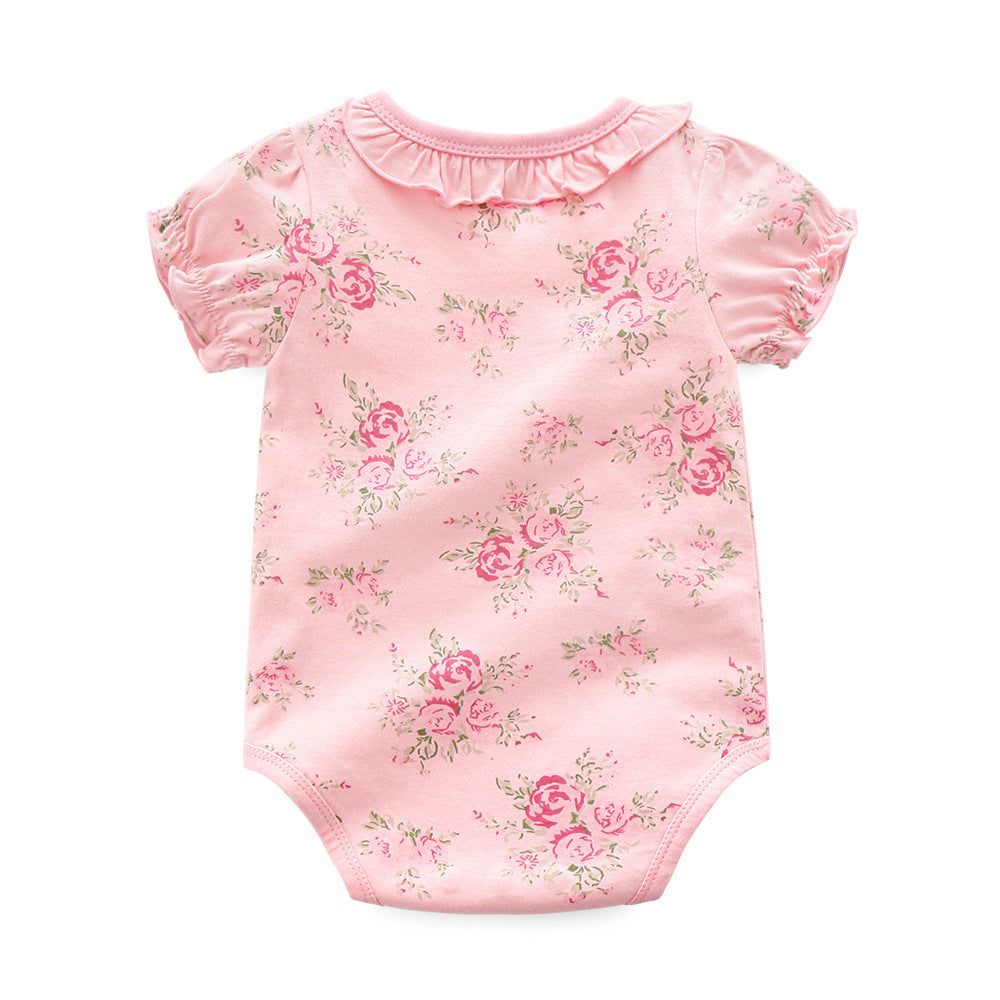 Baby Girl Short Sleeve Bodysuit with Ruffle Collar