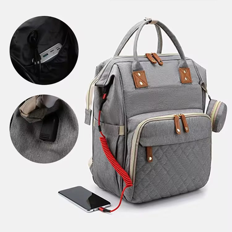 Diaper Bag with Foldable Baby Crib