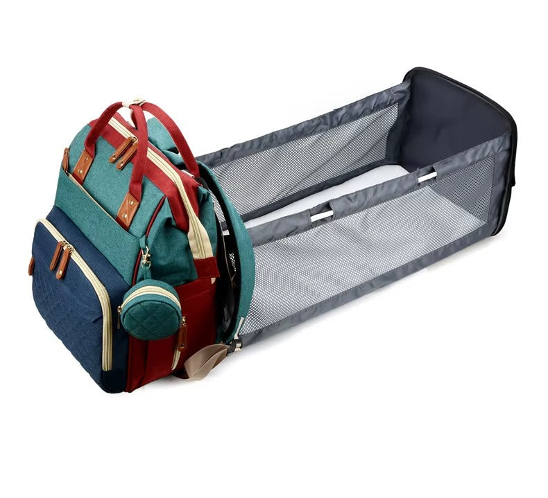 Diaper Bag with Foldable Baby Crib