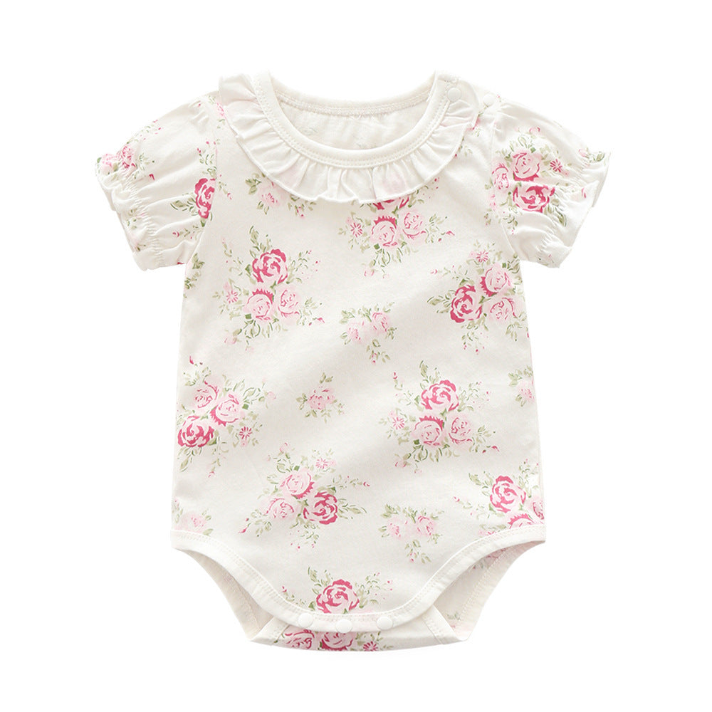 Baby Girl Short Sleeve Bodysuit with Ruffle Collar