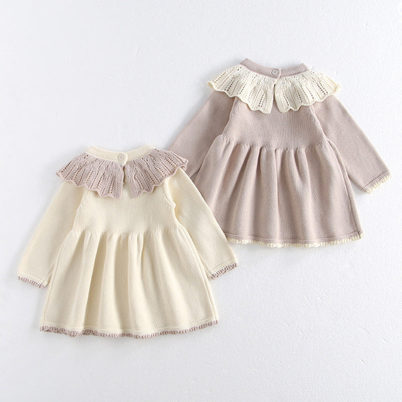 Baby Girl Collared Knit Dress
