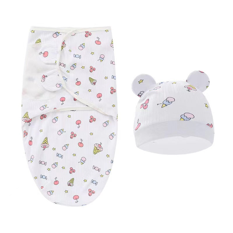 Baby Girl 2-Piece Swaddle Wrap and Hat Set