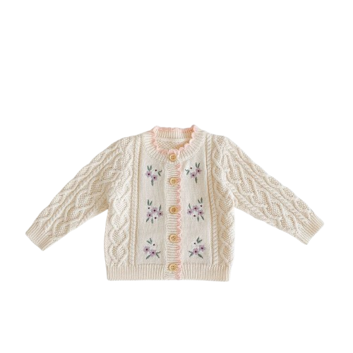 Baby Girl Floral-Embroidered Cardigan