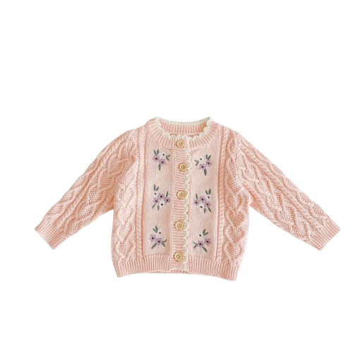 Baby Girl Floral-Embroidered Cardigan