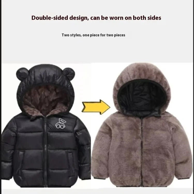 Baby Girl Reversible Fleece-Lined Puffer Jacket