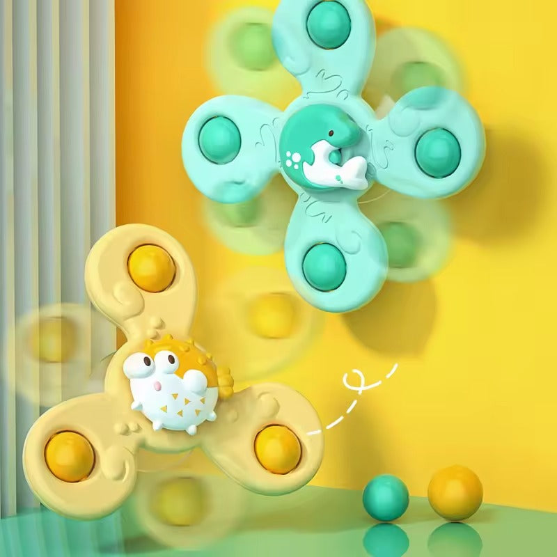 Paquete de 3 juguetes de baño giratorios con ventosa