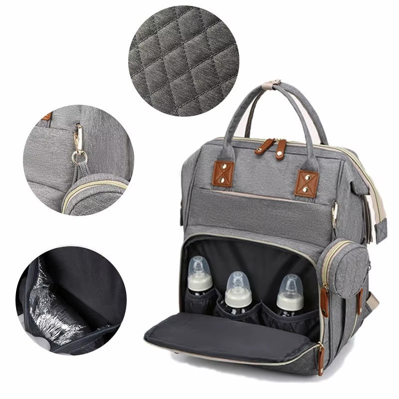 Diaper Bag with Foldable Baby Crib