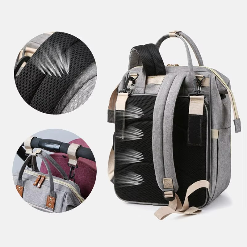Diaper Bag with Foldable Baby Crib