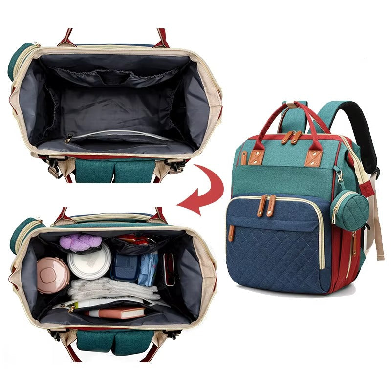 Diaper Bag with Foldable Baby Crib