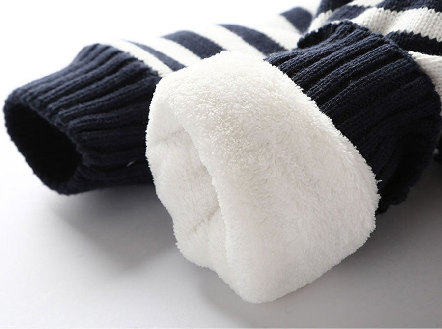 Baby Boy Fleece-Lined Hooded Knit Jumpsuit