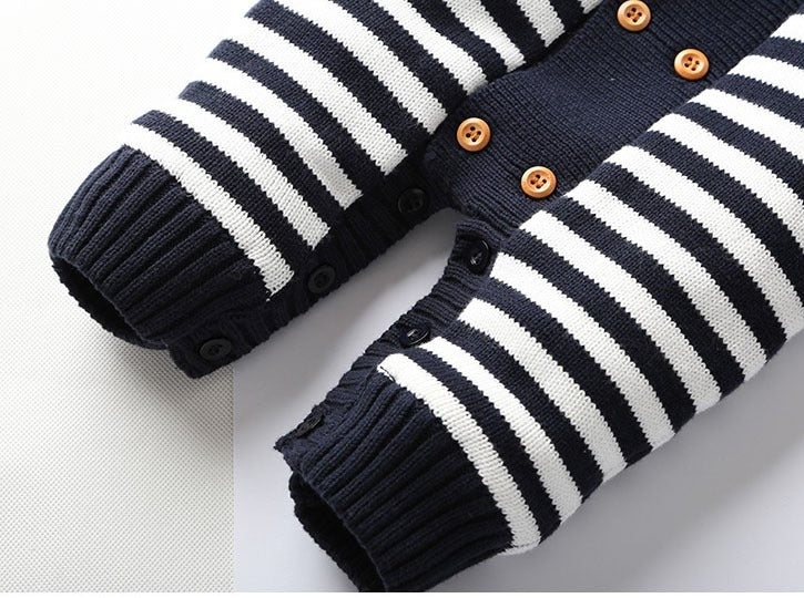 Baby Boy Fleece-Lined Hooded Knit Jumpsuit