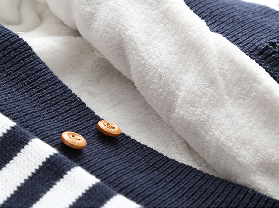 Baby Boy Fleece-Lined Hooded Knit Jumpsuit