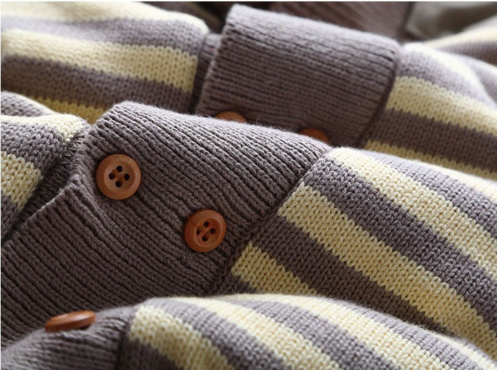 Baby Boy Fleece-Lined Hooded Knit Jumpsuit