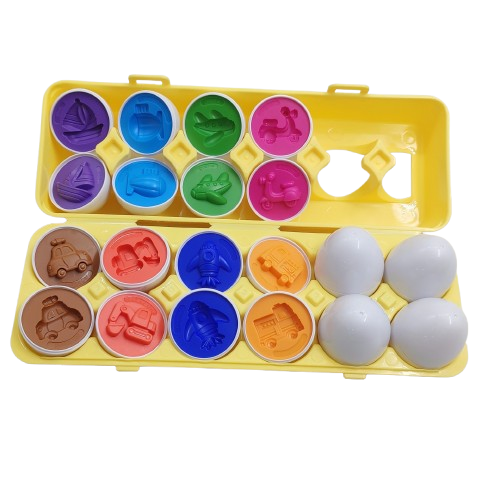 Juego de huevos para combinar colores y formas