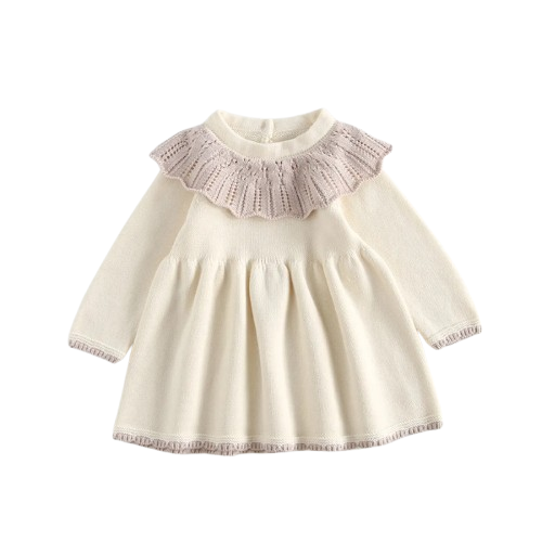 Baby Girl Collared Knit Dress