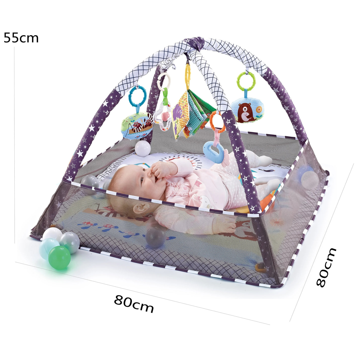 Gimnasio de actividades para bebés con piscina de pelotas y pelotas