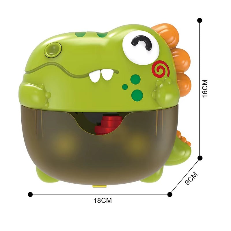 Toy dinosaur with measurements on a white background