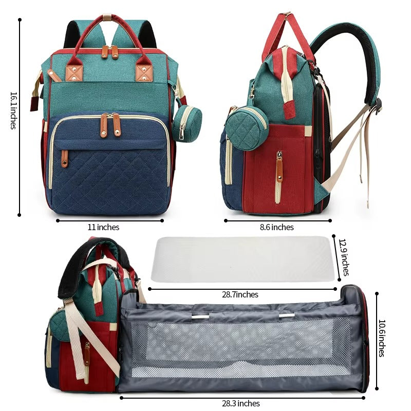 Diaper Bag with Foldable Baby Crib