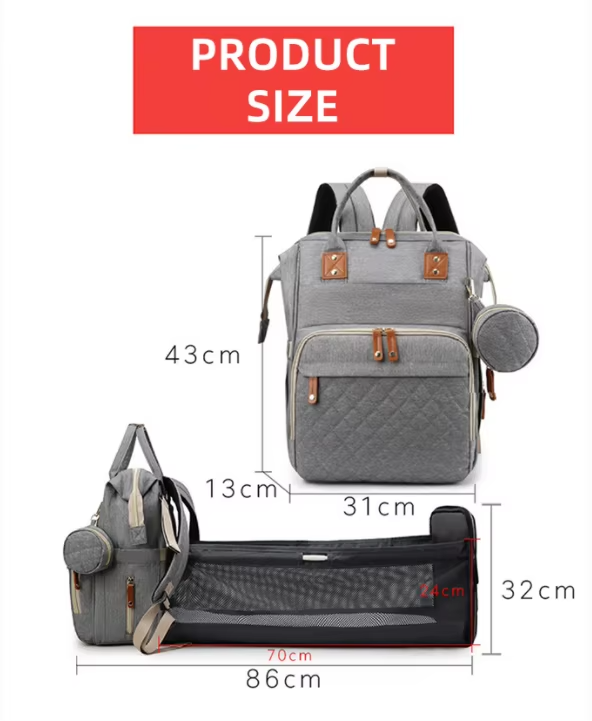 Diaper Bag with Foldable Baby Crib